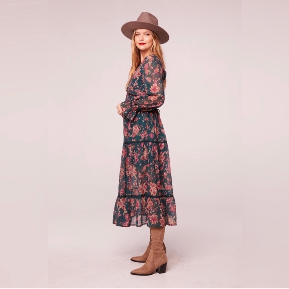 Band of the Free Run the World Pine Paisley Empire Waist Midi Dress - Size XS - Picture 4 of 13